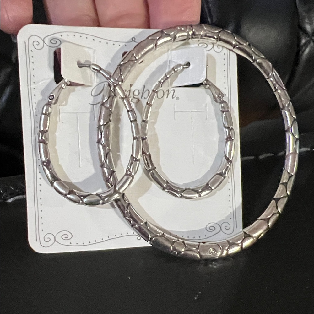 Brighton Silver tone pebble Hoop Earrings